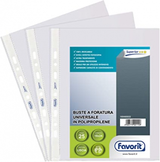 ARCHIVIAZIONE ,Buste in Plastica Universali FAVORIT - SUPERIOR Ruvida 50pz