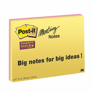 POST-IT E MEMO ,Post-it® Super Sticky Meeting Notes NEON 200 x 149 mm 4 pz.